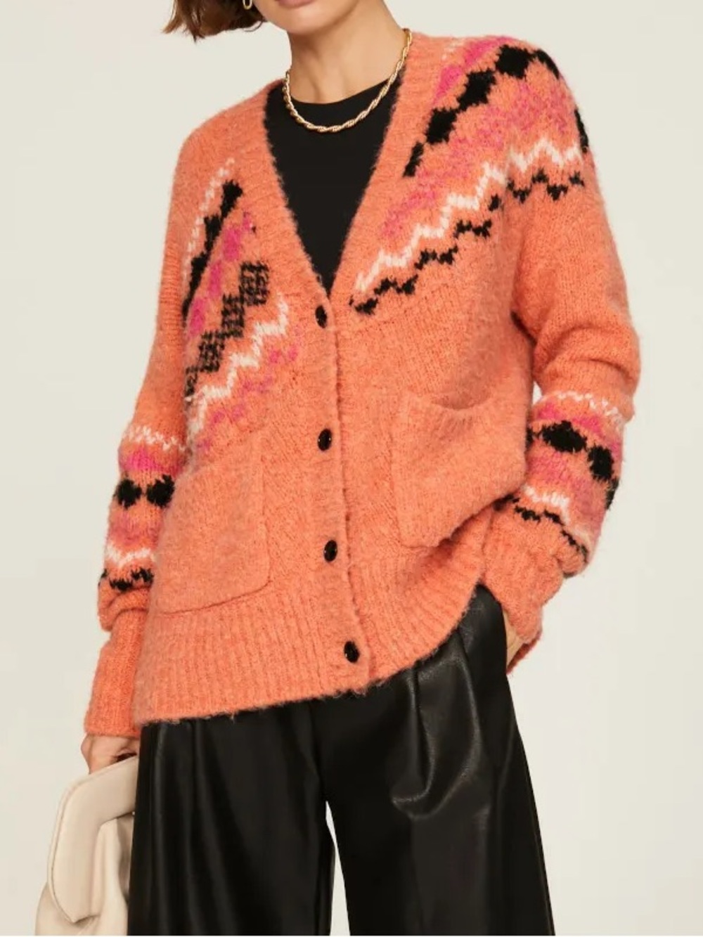 Derek Lam 10 Crosby Orange Cottagecore Alpaca & Wool Blend Cardigan Size Small - Picture 2 of 13